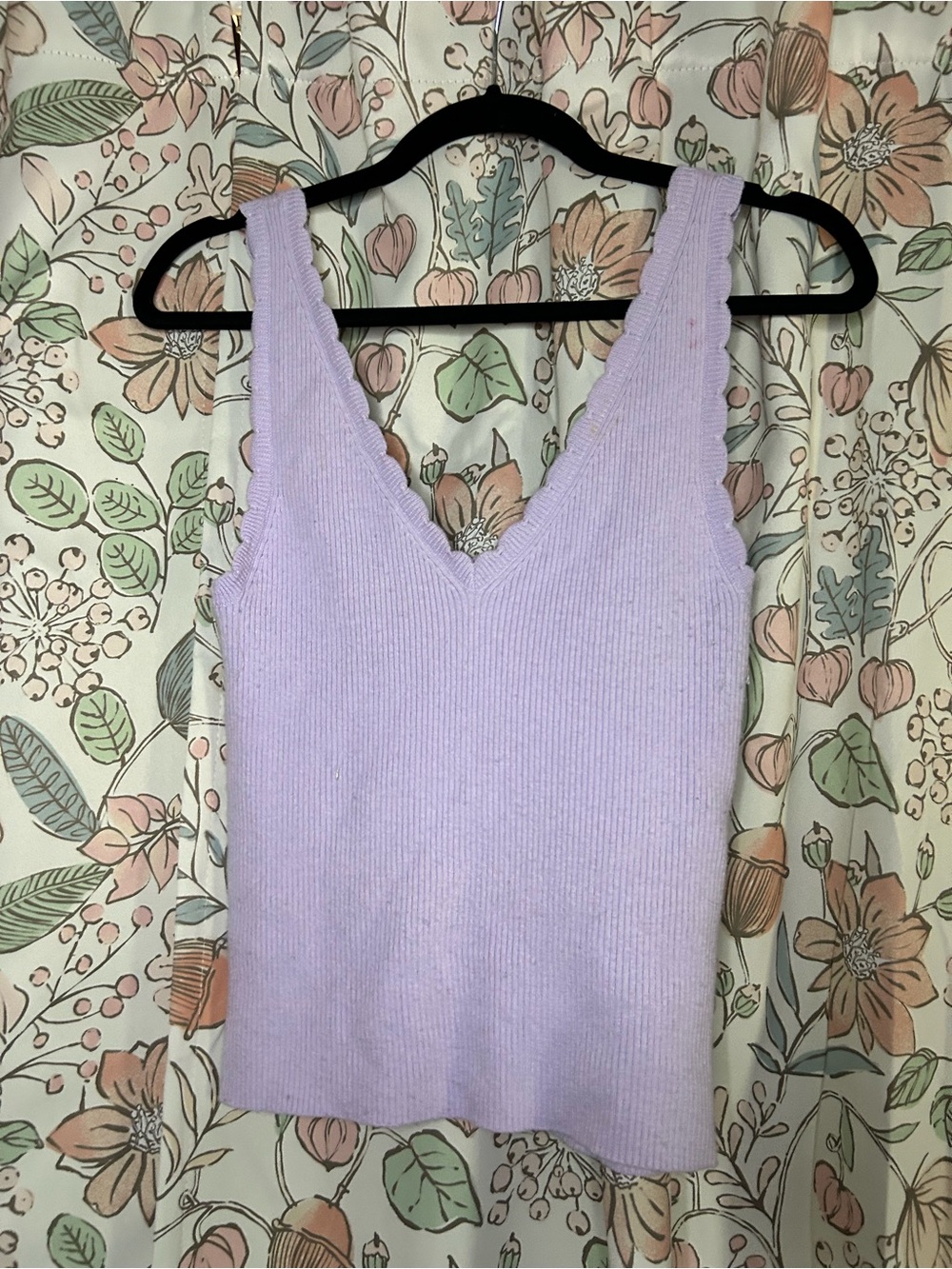 aerie Lilac Ribbed V-Neck Tank Top